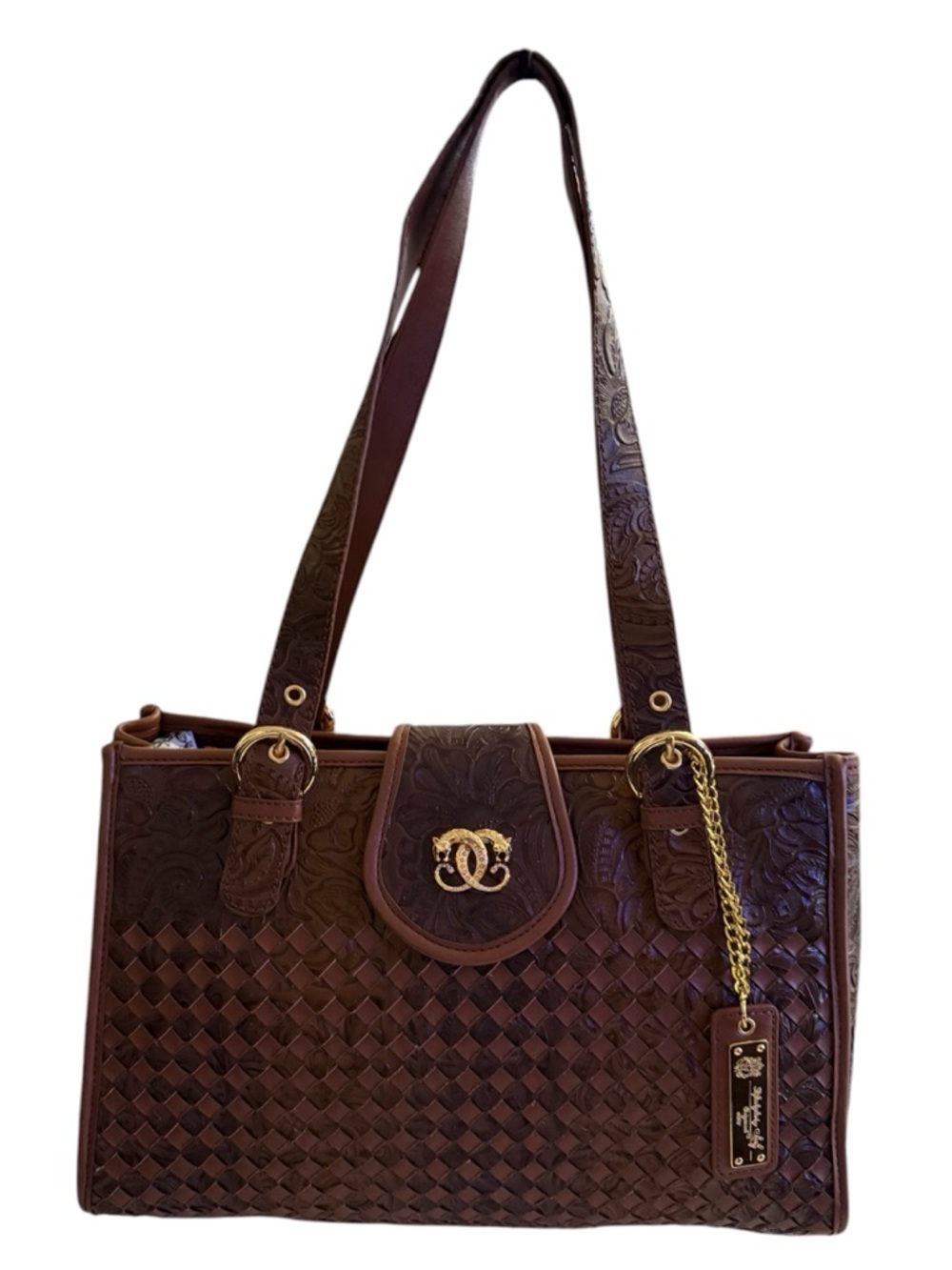 Original by Sharif 1827 Brown Woven Leather Shoulder Bag, EUC